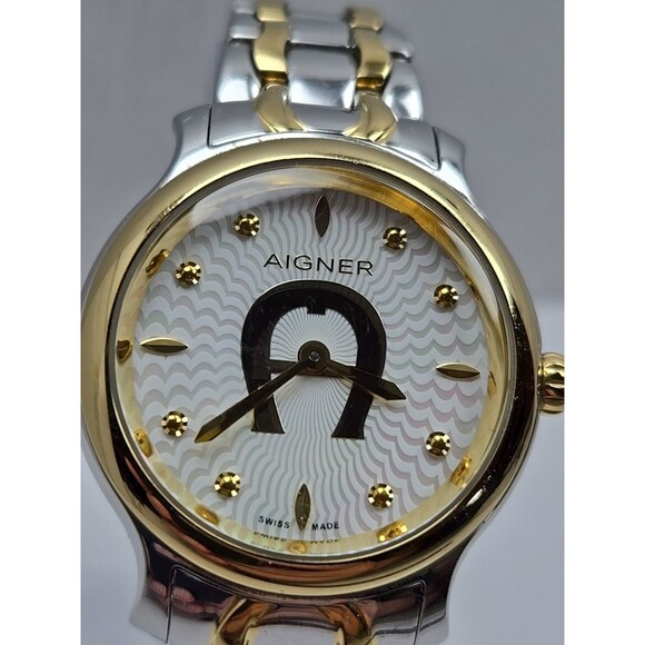 Aigner Como Swiss Made Two Tone Womens Watch Quartz New Battery Mother Of Pearl - Picture 4 of 11